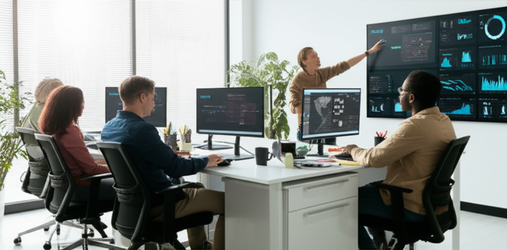 Modern office teamwork